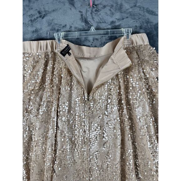 Eloquii Sz 22 Sequin Tutu Flippy Formal Festive Midi Skirt Gold Cream Holiday - Picture 8 of 12
